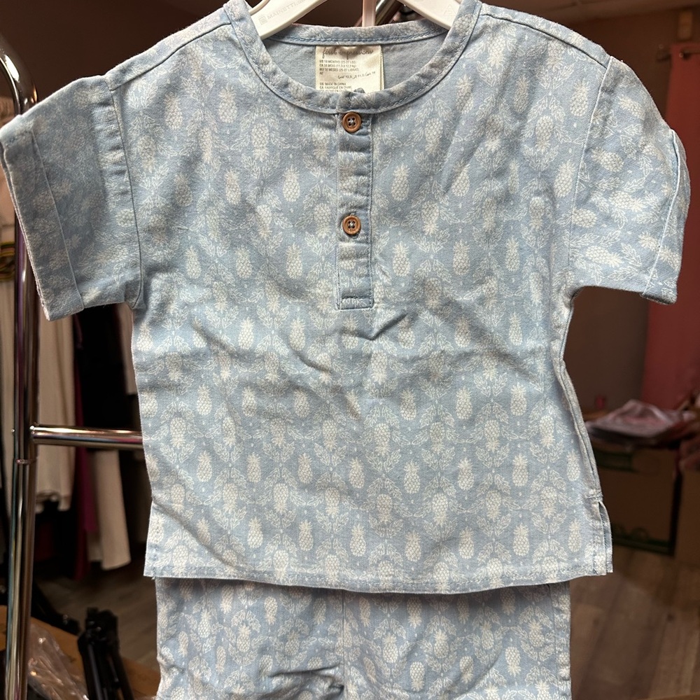 First‎ Impressions Blue and White Button Down Shirt